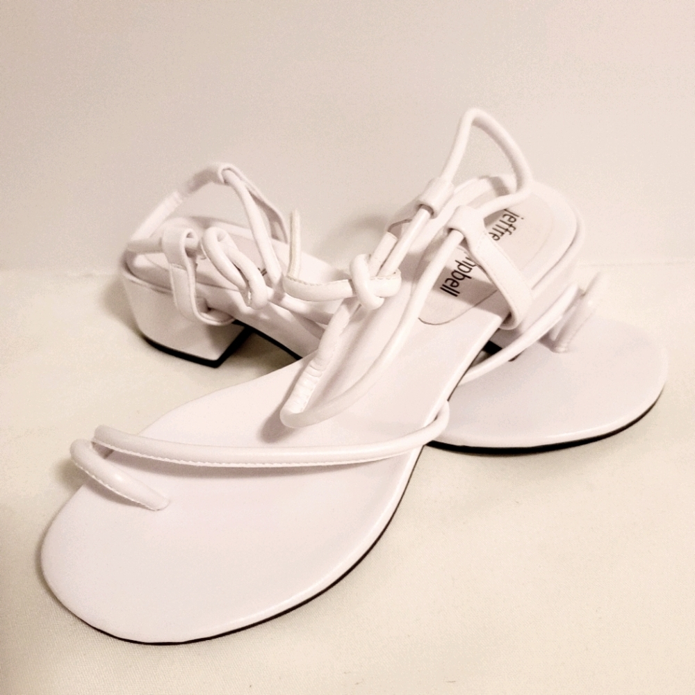 Jeffrey Campbell White Strappy Knot Toe-Ring Sandals